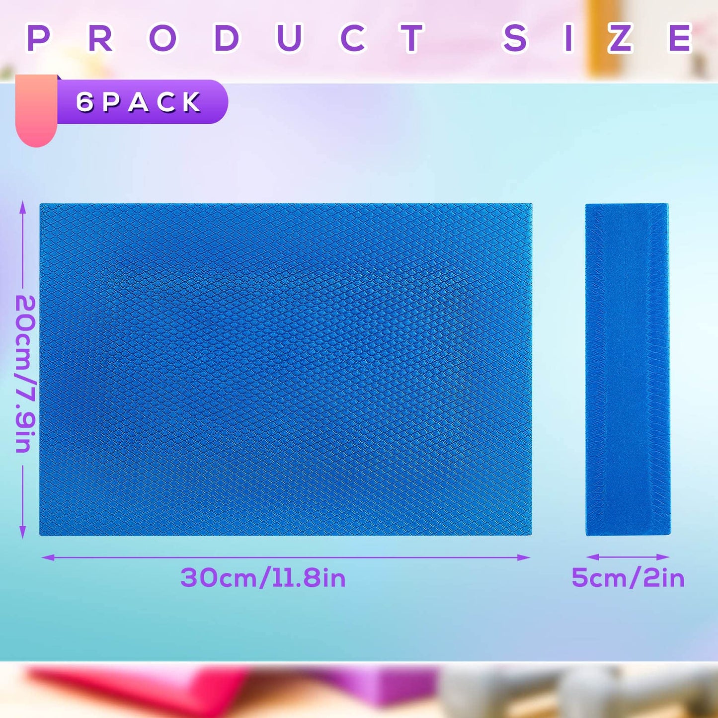 6 Pcs Balance Pad Balancing Foam Pad Yoga Mat Trainer Non Slip Cushion Exercise Mat Knee Pad for Fitness and Stability Stretching, Pilates, Physical Therapy, Core Trainer, 11.81 x 7.87 x 1.97 Inch