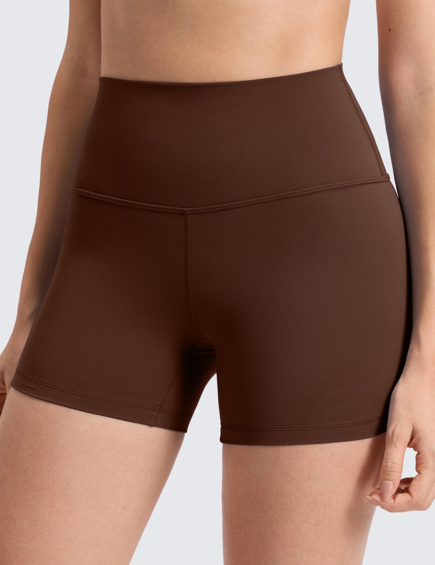 CRZ YOGA Butterluxe Biker Shorts 4'' - High Waisted Booty Workout Volleyball Yoga Womens Spandex Lava Brown X-Small