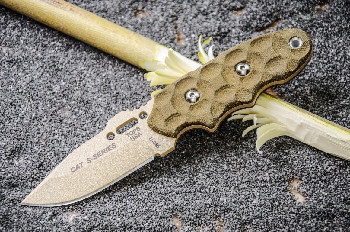 Tops Knives C.A.T. 200 Coyote Tan Fixed Blade Hunters Point 200S-04