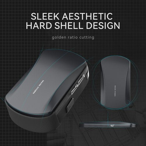 MARKETRON Sling Backpack Men, Sleek Aesthetic Sling Bag with Hard Shell Design and USB Charging Port, Waterproof Shoulder Bag for Traveling, Sporting, Cycling, Daily