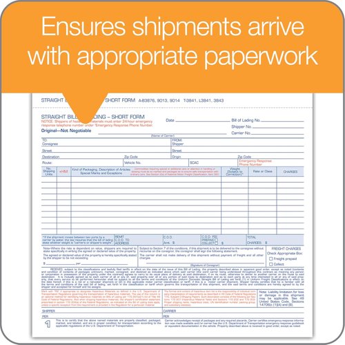 Adams Bill of Lading Short Form, 8-1/2 x 7-7/16 Inches, White, 3-Part, 250-Count (B3876)