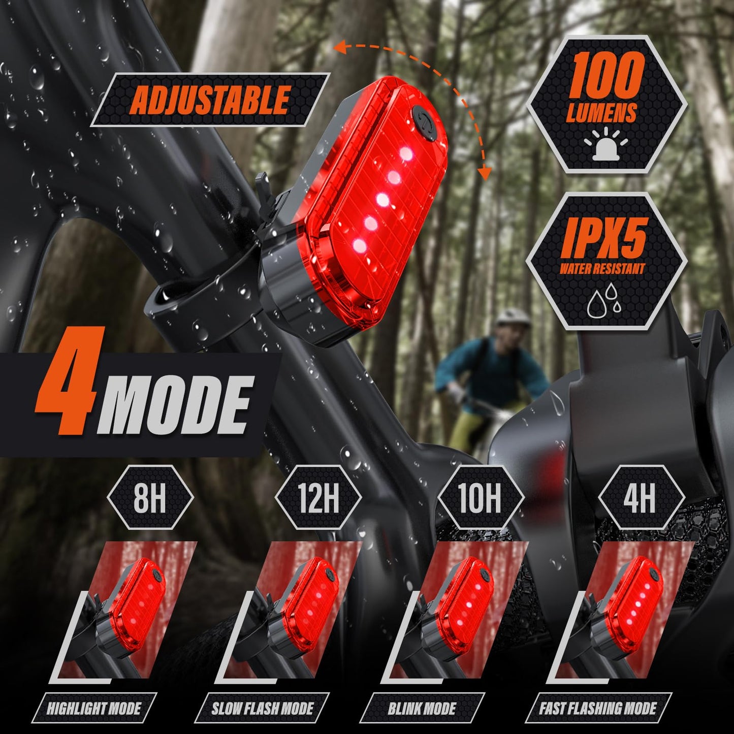 KUNHAK® Rechargeable Bike Lights, Ultra Bright Bike Lights for Night Riding, Road Mountain Bike Accessories for Kids Adults - Headlight with Tail Light