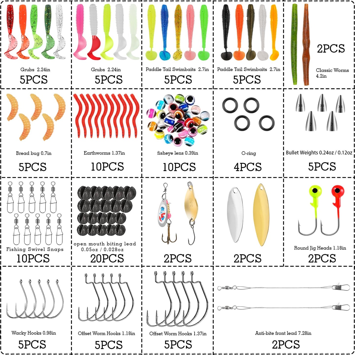 111PCS Fishing Lures Kit with Tackle Box for Bass Trout Salmon,Freshwater Bait Tackle Kit Included Crankbaits Spoon Hooks Weights and Other Fish Accessories,Men's Fishing Lure Gear Set Gifts