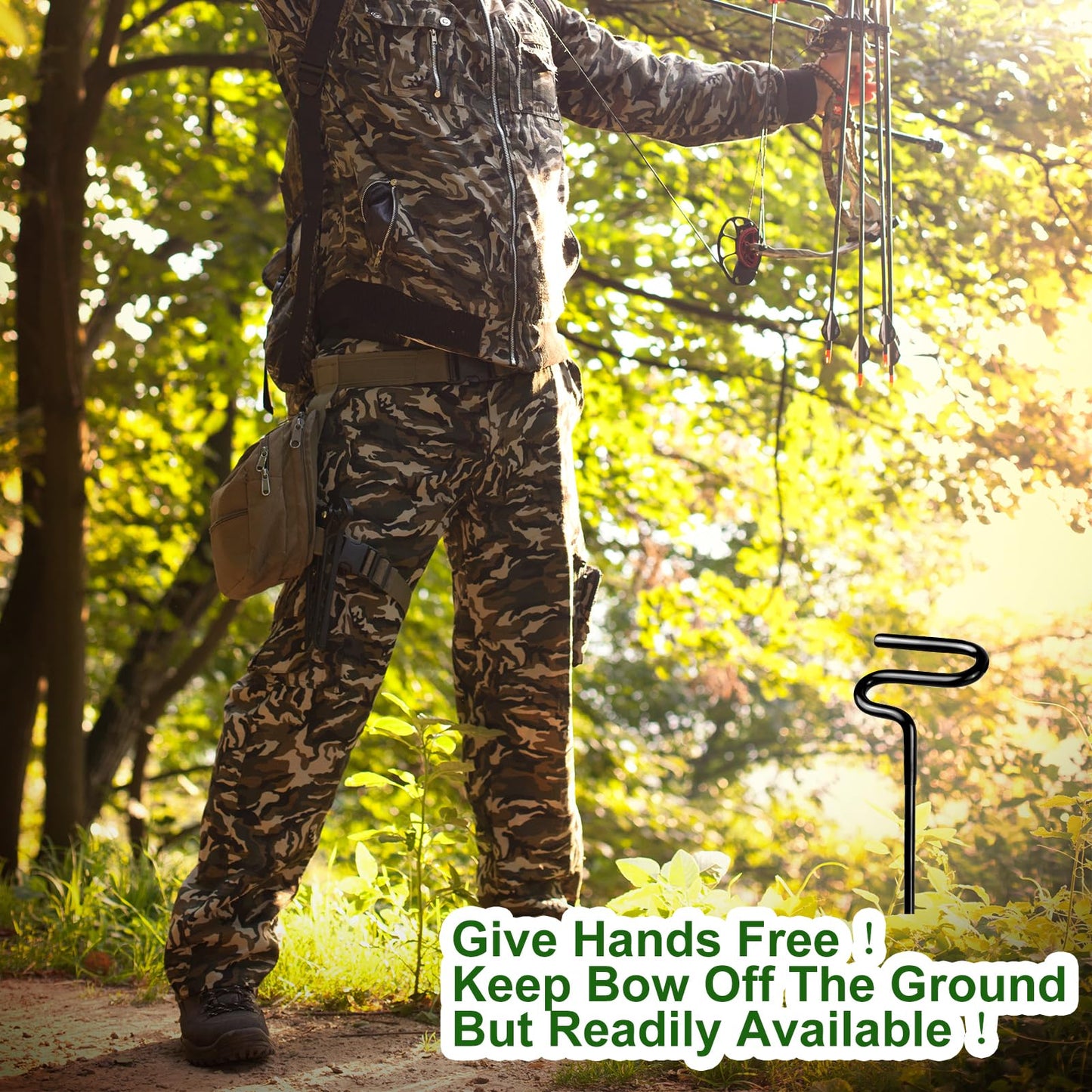 2 Pack Ground Blind Bow Holder with Rubber Coated, Rustproof Hunting Compound Bow Holder Stable Archery Bow Stand Versatile Ground Stake Bow Holder Archery Accessories for Hunting Target Practice