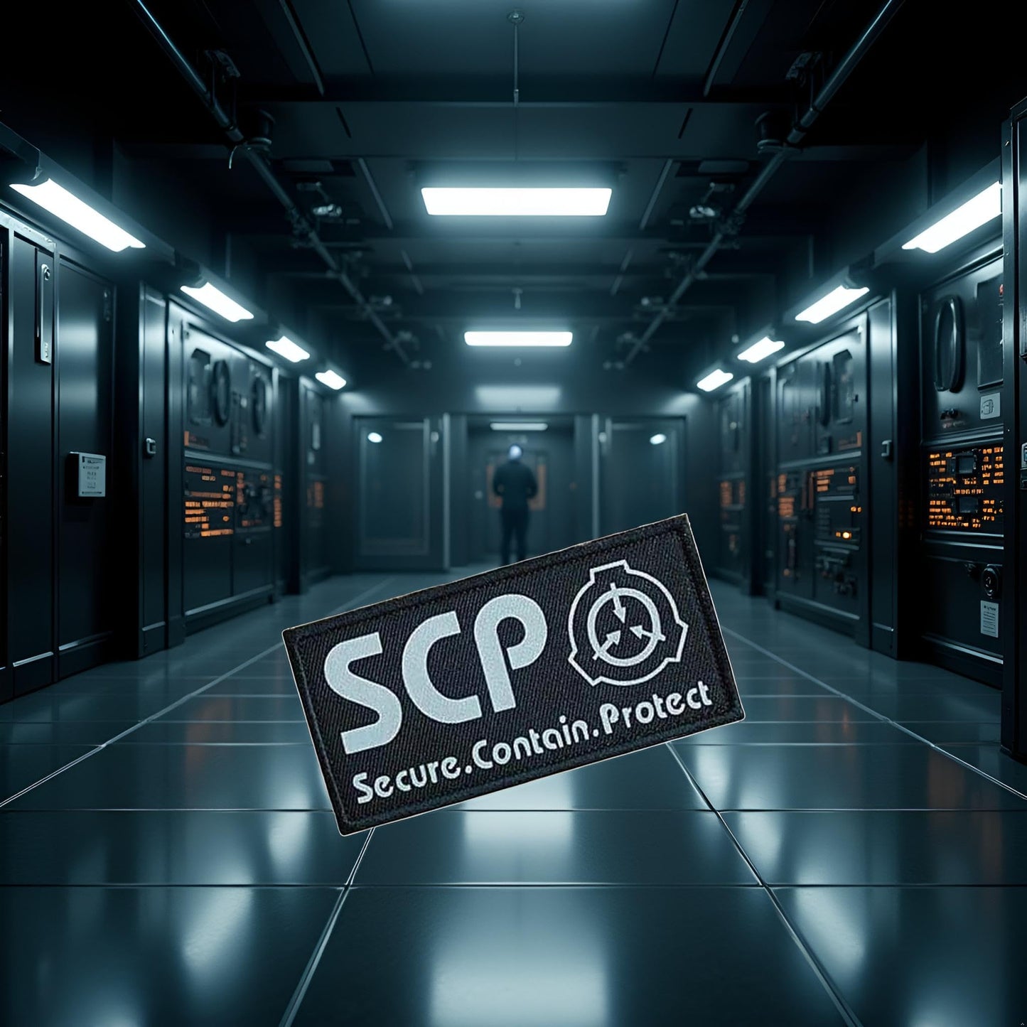 1Pc Black SCP Foundation Special Containment Procedures Foundation Logo Military Hook Loop Tactics Morale Luminous Patch Tactical Bag Accessories,Tactical and Personal Defense