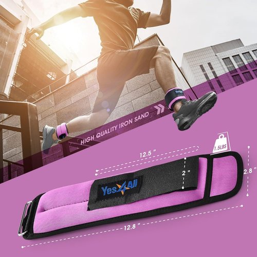 Yes4All Workout Weights Sets: Ankle Weights (1.5lbs x2) with Adjustable Strap and Neoprene Coated Dumbbell Hand Weight (2lbs x2) - for Women & Men in Jogging, Running, Aerobics, Cardio Routine