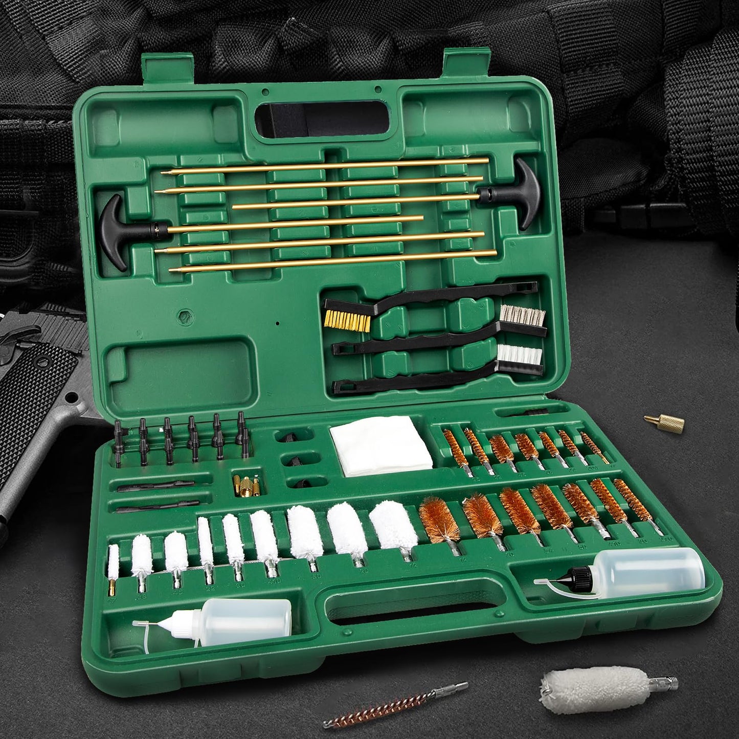 KLOLA Gun Cleaning Kit Universal, Rifle Pistol Shotgun Handgun Cleaning Kit with Case, Universal Gun Cleaning Kit Gun Accessories Brushes for All Caliber Guns