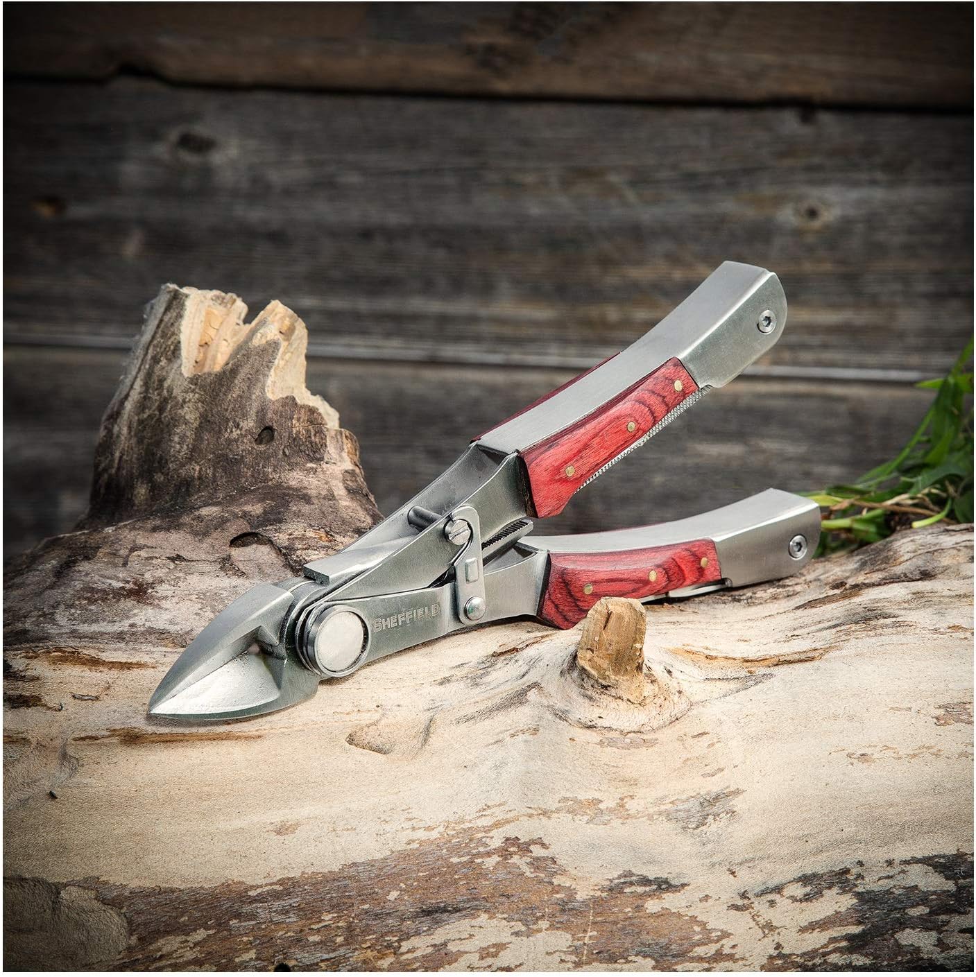 Sheffield 12301 Axe Multi Tool, 12-in-1 Camping Knives & Tools, Utility Tool Double Axe Head, Camping Tool, Stainless Steel Knife Multitool