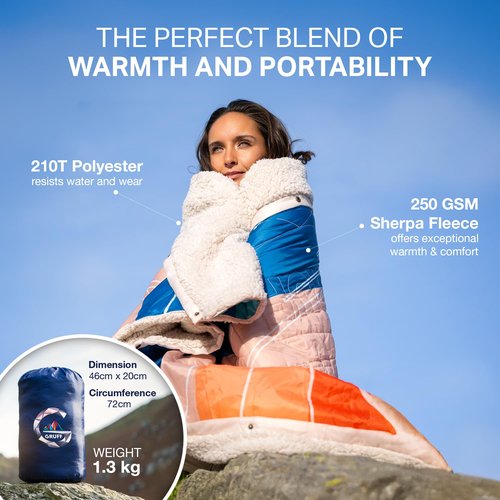 Gruff Ultimate 5-in-1 Outdoor Camping Blanket & Pillow – Waterproof Quilt and Travel Blanket 2 x 1.3 m – Compact, Durable, and Versatile for Outdoor use, Hiking, and Adventures