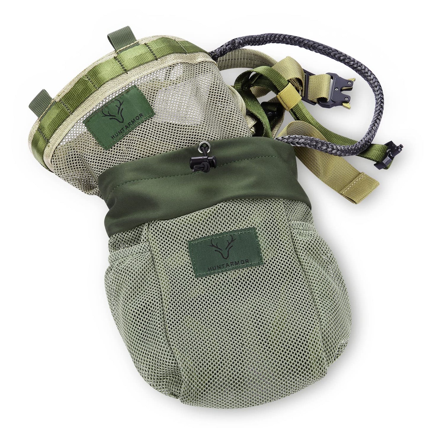 QOGIR Dump Pouch Saddle Pouches, Mesh Saddle Bags with Drawstring Closure, Easily Attaches to Any Hunting Saddle, Lightweight Saddle Hunting Accessories, Comfortable Hunting Saddle Accessories