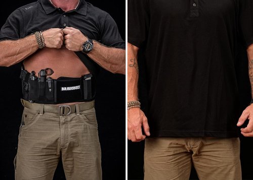 Belly Band Holster - by BRAVOBELT Athletic Performance Holster for Running, Jogging, Hiking - G17-43 S&W M&P 40 Shield | for Men & Women