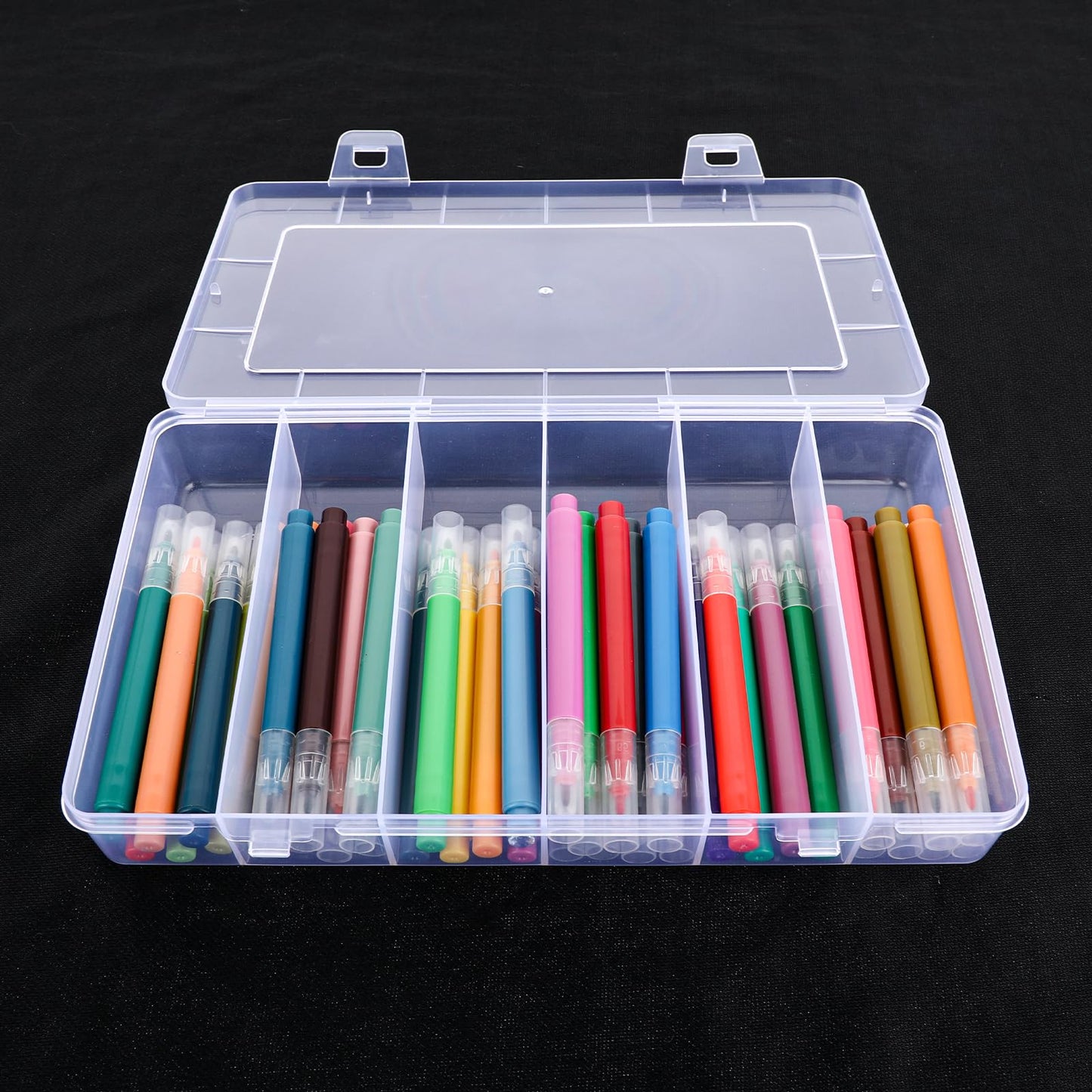 2 Pack Tackle Box Organizer 6 Grids, Clear Plastic Fishing Tackle Box, Compartment Storage Box, Craft Organizer for Lure Bait Hooks Storage Screws Nail Pins(8.18×4.64×1.29inch)