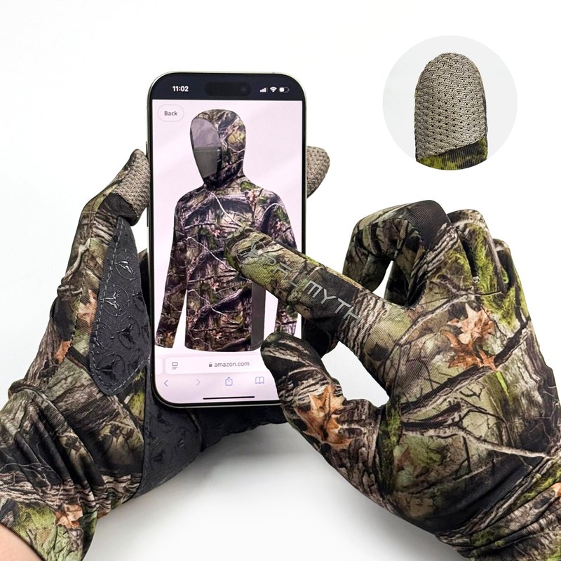 Palmyth Hunting Gloves for Men Lightweight Camo Glove Outdoor Shadow Grove M/L