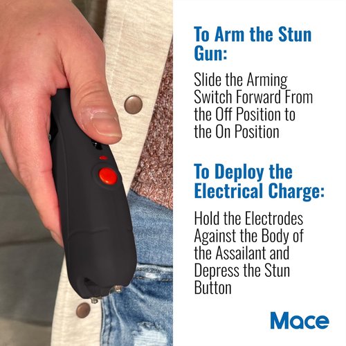 Mace Ergo Stun Gun for Self Defense - Rechargeable, Bright LED Light, High Voltage, Up to 1.69 Microcoulombs of Electric Power, Self Defense for Women & Men