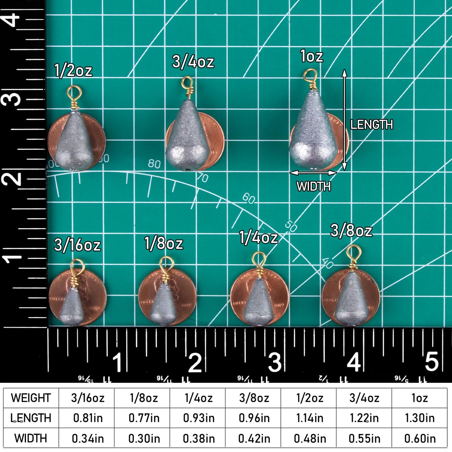 Dr.Fish 30 Pack Bass Casting Sinker Bell Fishing Lead Weights Drop Shot Weights Freshwater Tear Drop Sinkers 1oz