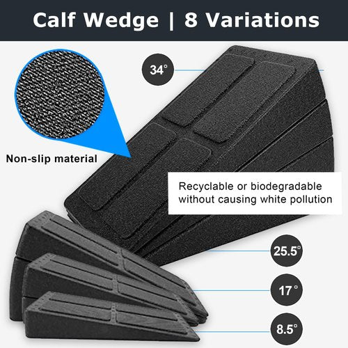 BAM's 5-in-1 Adjustable Calf Stretcher Slant Board & Exercise | Wide Fitness Slant Board for Calf Stretching, Exercise & Squats | Wooden Incline Board for Calf Stretching, Athletics & Physical Therapy