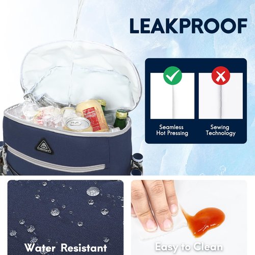 Haimont Insuated Backpack 35 Can Leakproof Thermal Lunch Cooler Backpack for Men Women, Lightweight, Navy Blue, New Version