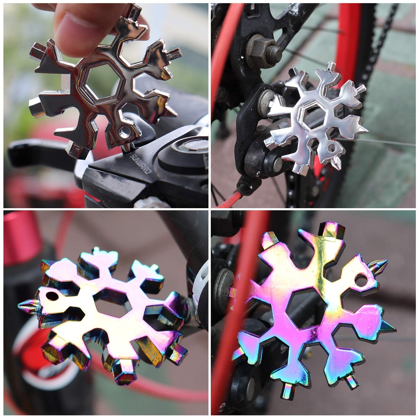 18 in 1 Snowflake Multi Tool 9 Pack Stainless Steel Snowflake Bottle Opener/Flat Phillips Screwdriver Kit/Wrench, Xmas Gifts Stocking Stuffers for Adults, Durable and Portable to Take