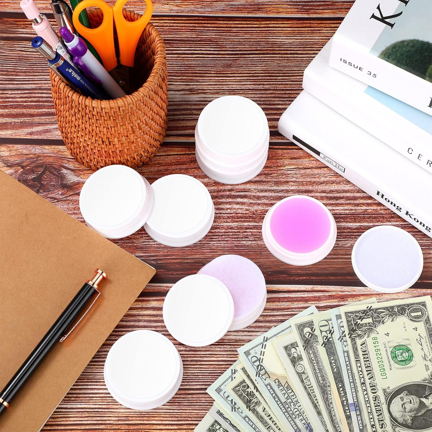Zubebe 24 Pcs Finger Moistener for Paper Pink Money Counting Wax Non Slip Fingertip Moisturizer Long Lasting Wet Finger Pad for Office to Grip Bills Document Counting Collating Sorting 0.35 oz