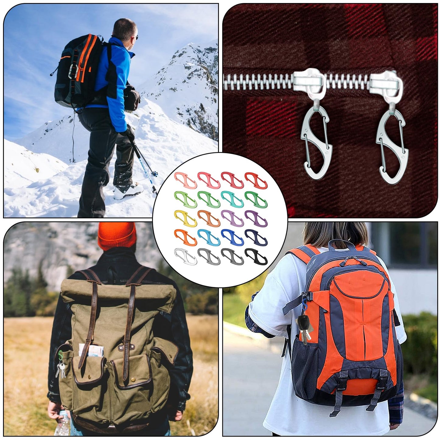 20 PCS Aluminum Carabiner Clips 1.6 Inch D Clips Ring Small Carbineers Keychain Spring Snap Hooks Mini Carabiner Clip Set for Keys, Dog Leash, Outdoor Camping Fishing Hiking Accessories(20 Colors)