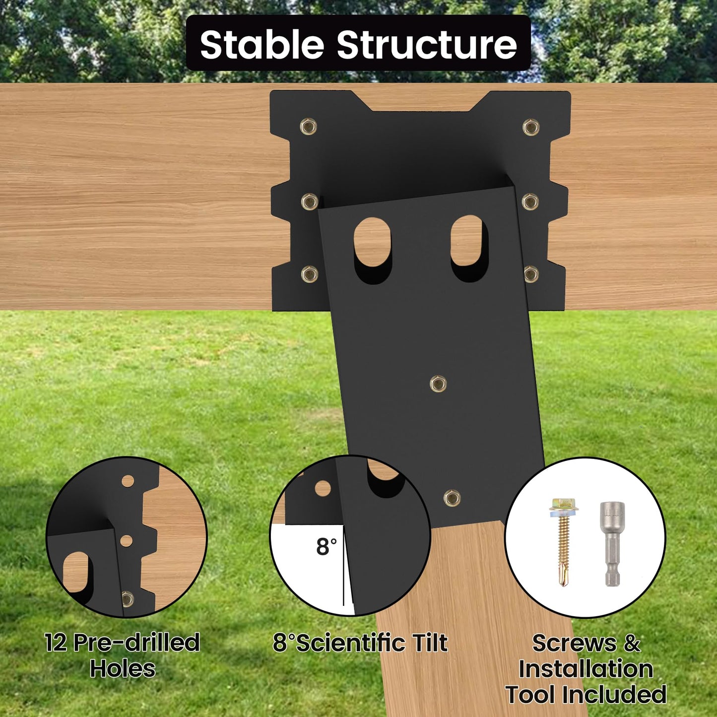 Toriexon Deer Blind Brackets, Outdoor 4 x 4 Platform Bracket, 14 Gauge Steel Elevator Brackets for Deer Stand, Hunting Blinds, Shooting Shack (4 Pack)