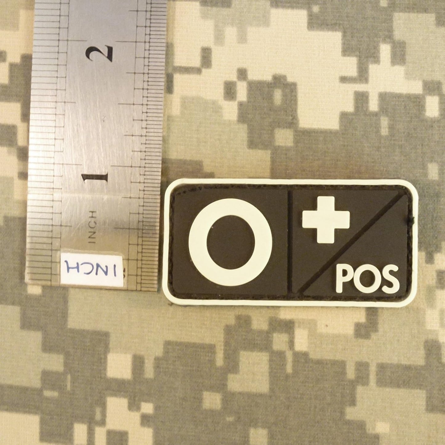 Mini First Aid Blood Type PVC Patch Black and White Glow Dark Compatible with Velcro PVC Patches for Hats,Plate Carrier,Ifak,First Aid Kit Patch (O Positive)
