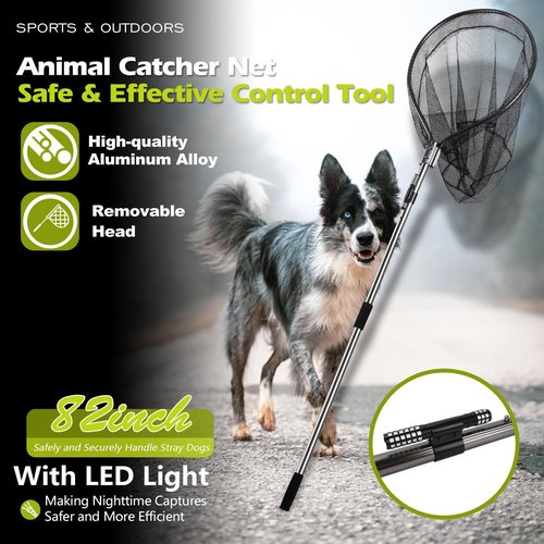 Smarkey Dog Catch Net Pole, Animal Catching Net, Wildlife Control Tool, Large Fish Landing Net for Chicken Raccoon Duck Goose Bird Skunk Bat Raccoon Guinea Fowl Feral Cat Pigeon Tuna Goat - Heavy Duty