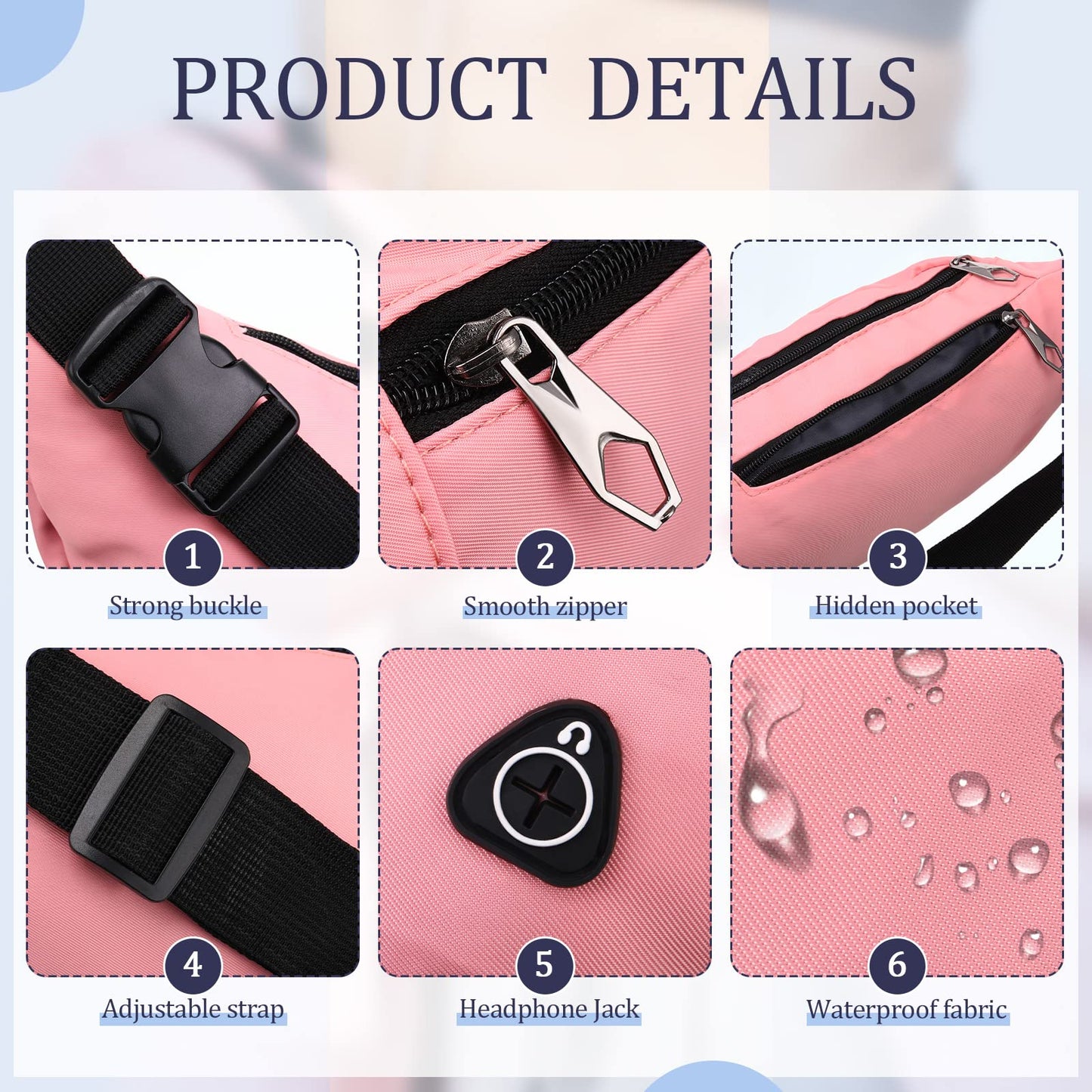 16 Pcs Fanny Packs for Men Women Colorful Waist Pack Bags with Headphone Jack Waterproof Crossbody Waist Bag Adjustable Strap Waist Pouch Bag for Running Travel Cycling Hiking Workout Casual Rave