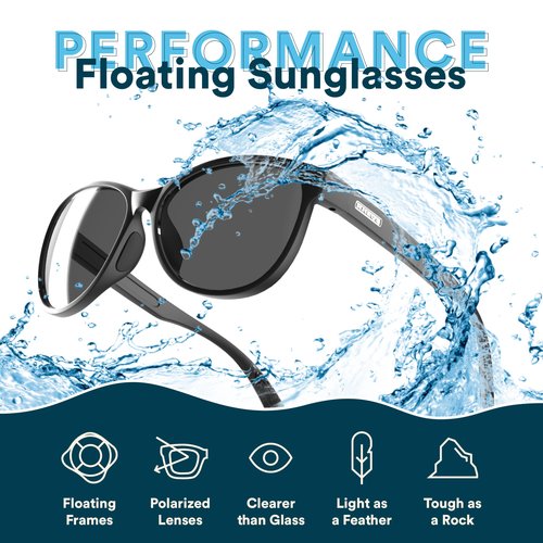 Rheos Folly Floating Polarized Sunglasses | 100% UV Protection | Boating & Fishing | Water Sports | Anti-Glare (Gunmetal | Smoke)