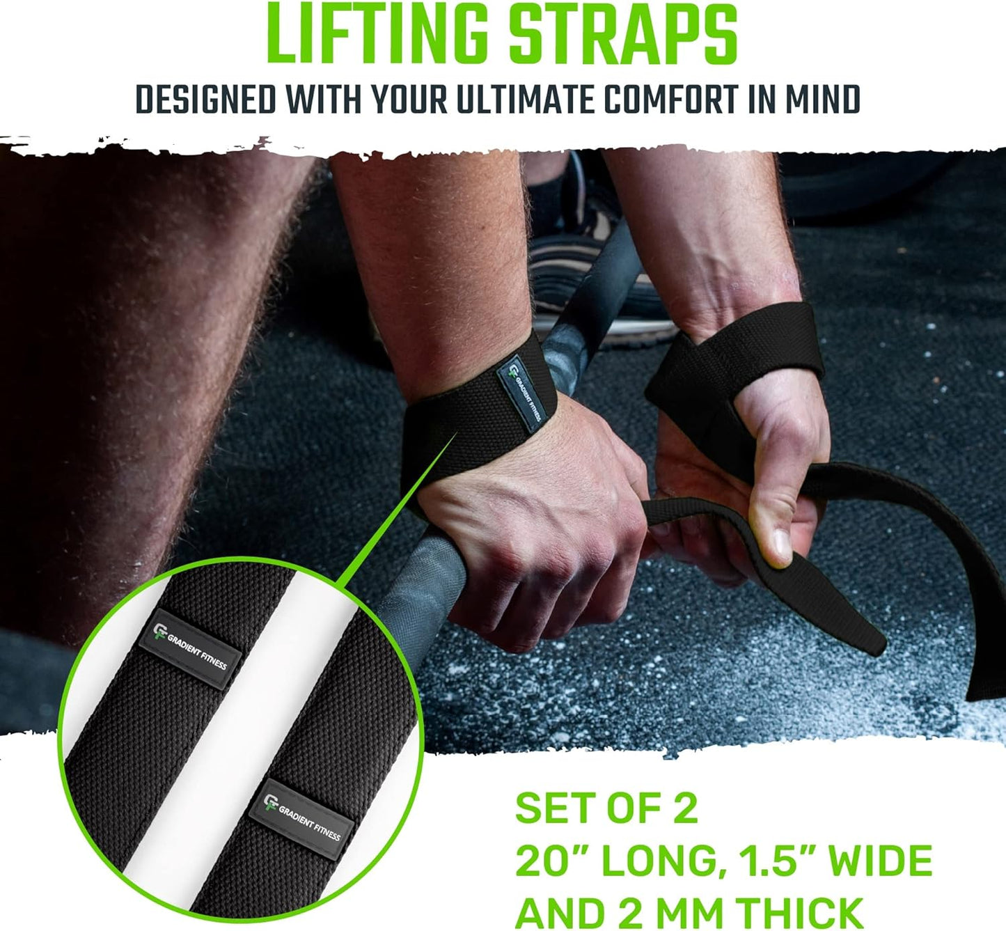 Gradient Fitness Lifting Straps | Wrist Straps for Weightlifting, Deadlift Straps, Lifting Straps for Weightlifting, Straps for Weight Lifting, Weight Lifting Straps for Men/Women, Gym Lifting Grips