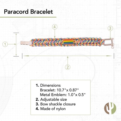 Desert Cactus Gay Pride Flag Paracord Bracelet - Adjustable Size (Paracord)