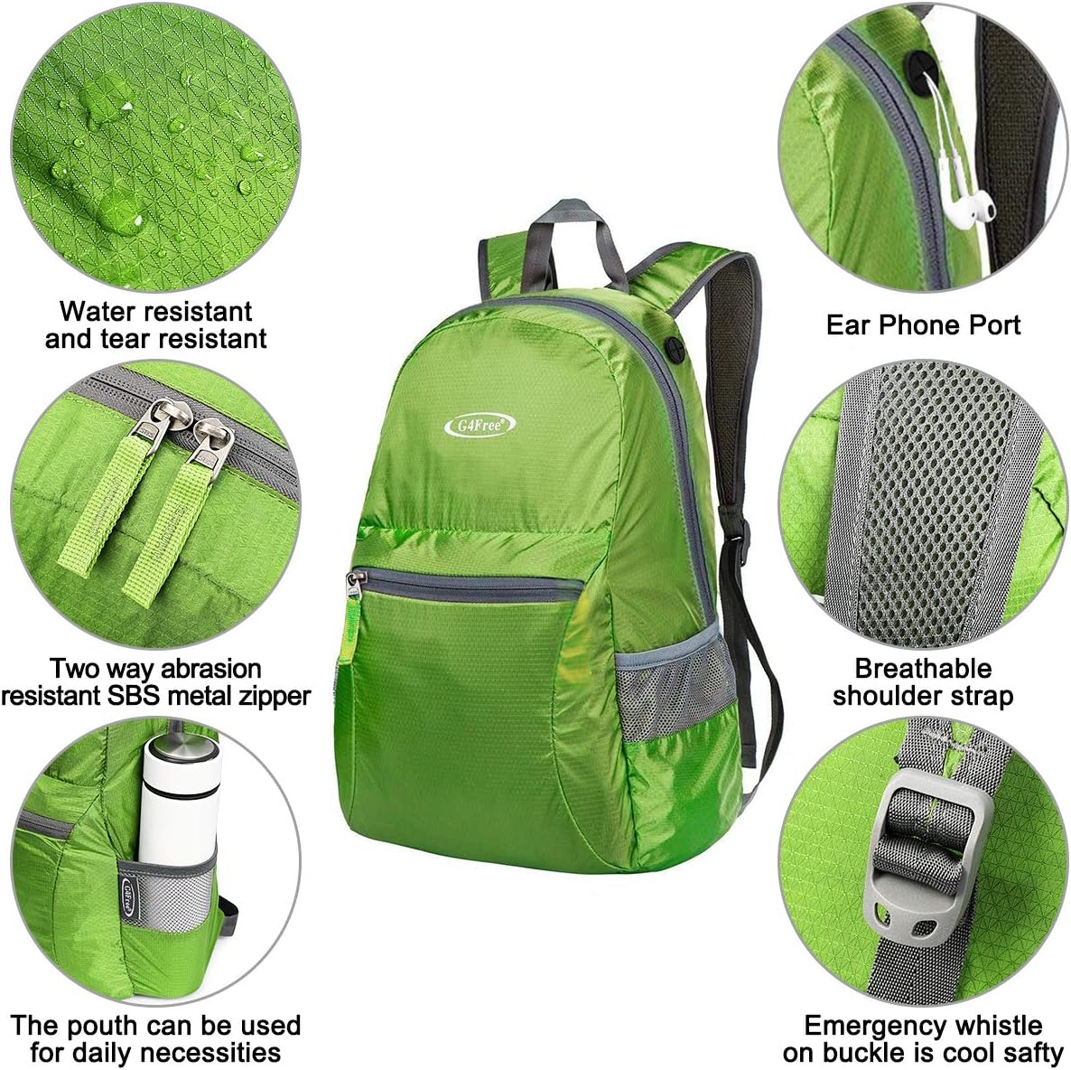 G4Free 20L Lightweight Packable Backpack Travel Hiking Daypack Foldable Backpack for Men Women