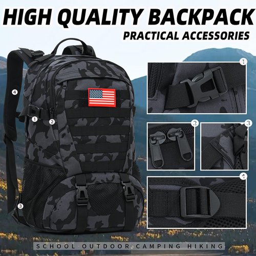 Houart Camo Backpack,Military Tactical Backpack for Men with Flag Patch,30L School Backpack for Outdoor