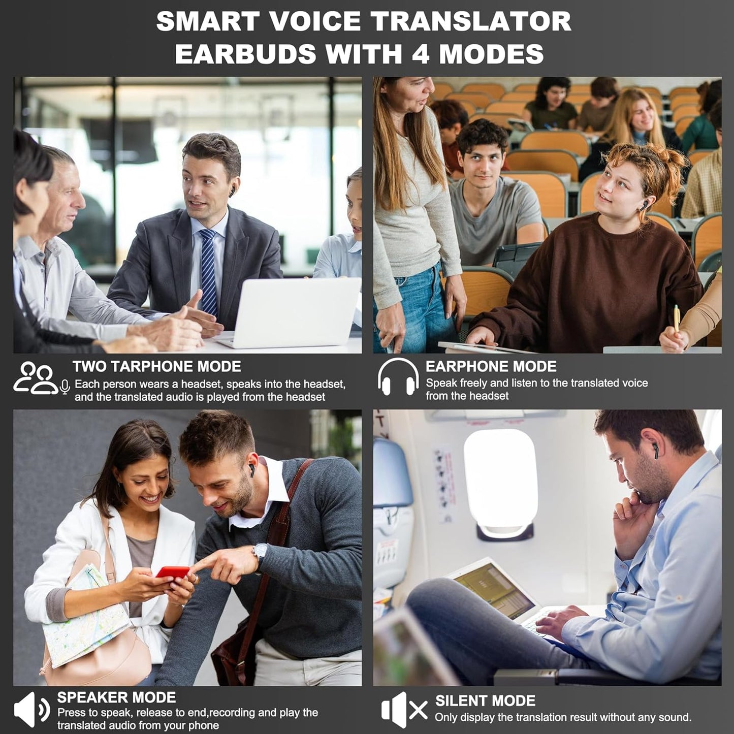 Ai Translation Earbuds Real Time, Translator Earbuds 144 Languages & Accents, 3-in-1 Translating Earbud Open Ear Clip-On Design, Audífonos Traductores for Travel Learning Business fit iOS & Android
