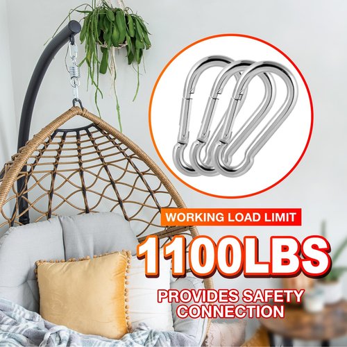 60 Pack Heavy Duty Carabiners, 3/8” Spring Snap Hook Carabiner for Heavy Uses, 4-Inch Snap Hooks Large Carabiners Clips Chain Links Safety Buckle Connector for Swing Hammock Fitness Gym Outdoor Indoor