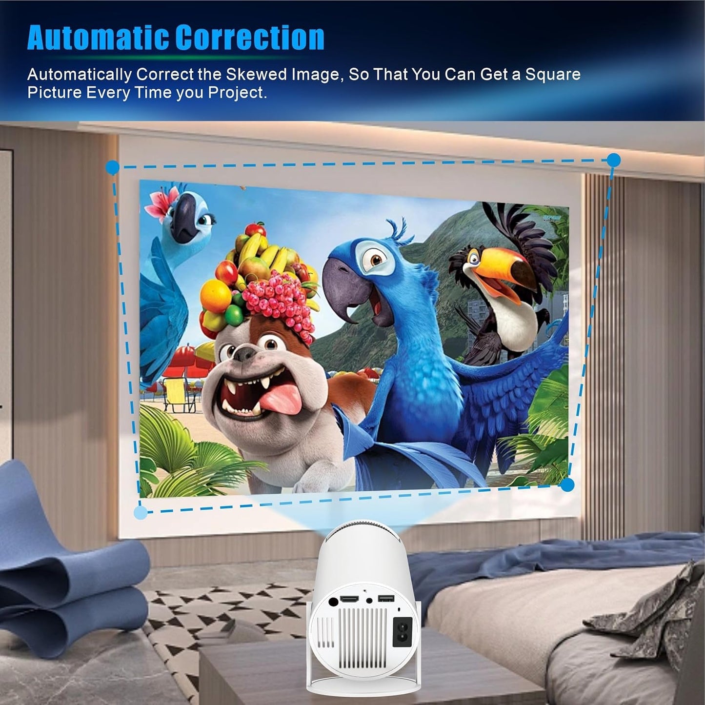 Mini Projector with WiFi and Bluetooth, Support 4K 1080P, 150 ANSI Portable Projector, Auto Keystone Correction, 40"-130" Screen Video Projector, Compatible with Smartphone,TV Stick,Laptop (HY300)