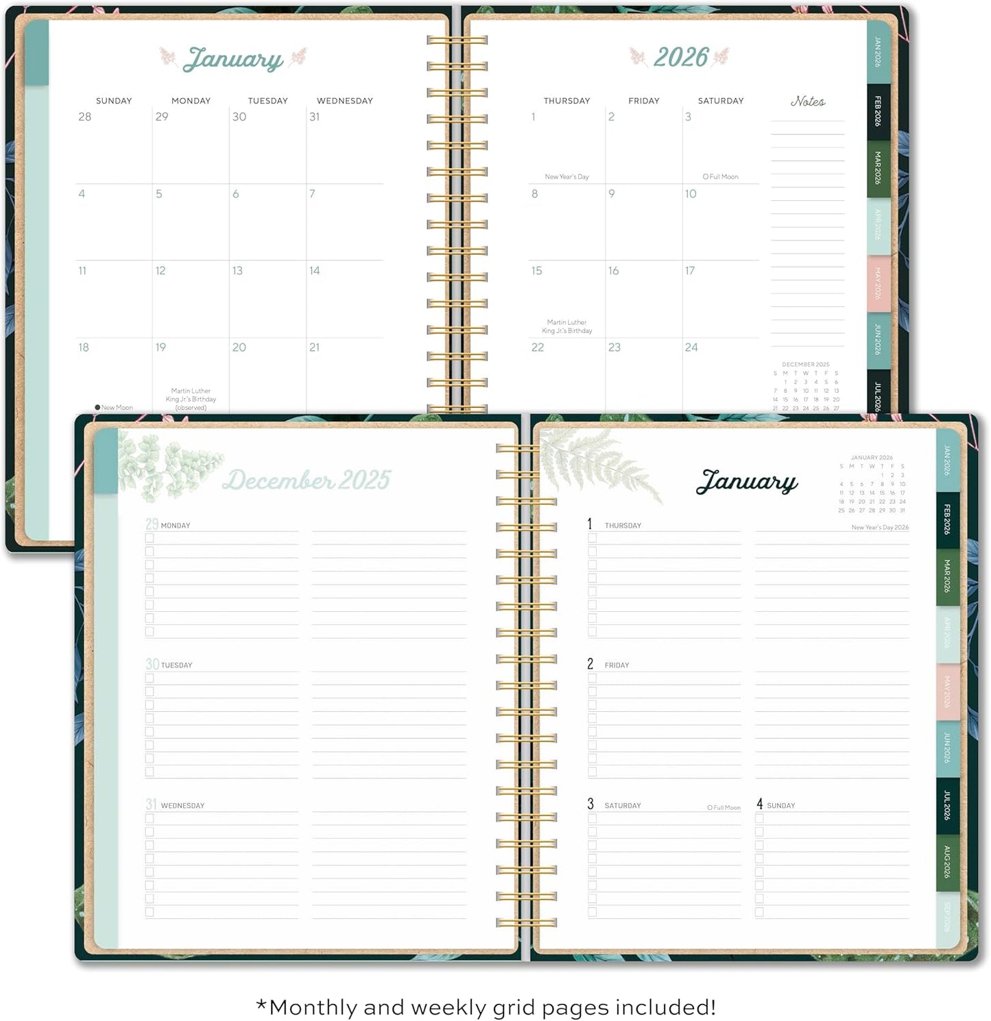 High Note Hardcover Academic Planner 2025-2026, Garden Bee, 9" x 10" 272 Pages, Daily Weekly Monthly Planner 2025-2026 August to December, Back to School Calendar Book for Teachers and Students