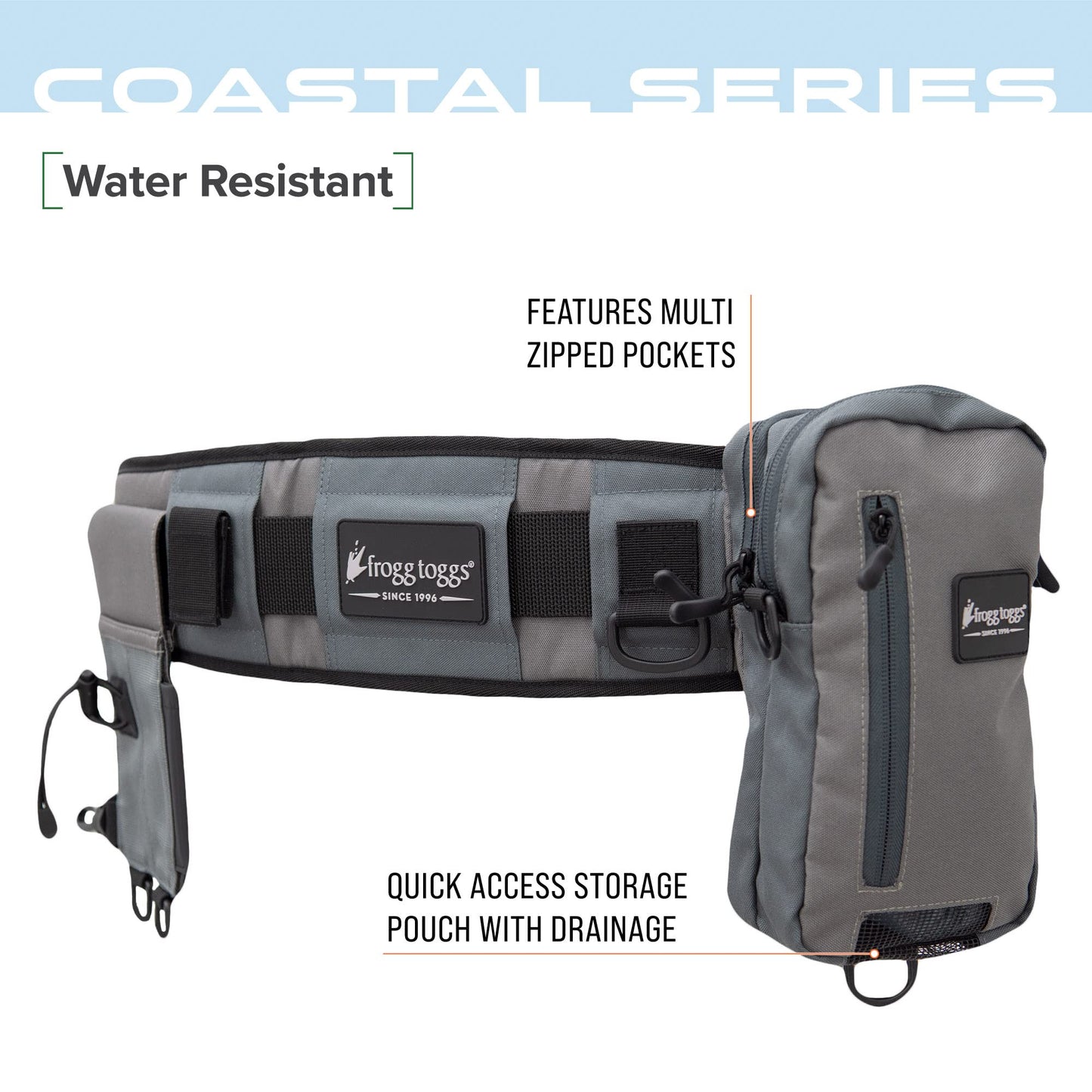 FROGG TOGGS Pursuit Fishing Wading Belt for Quick Tackle Access, Solid Elements