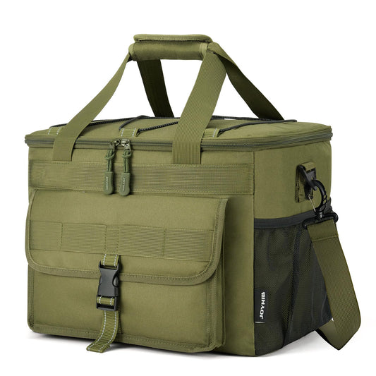 JOYHILL Soft Cooler Bag, Large Insulated Ice Chest Box for Lunch, Leakproof Portable Beach Cooler with Shoulder Strap for Camping,Travel,Picnic, Food Delivery, Green, 30 L/40 Can
