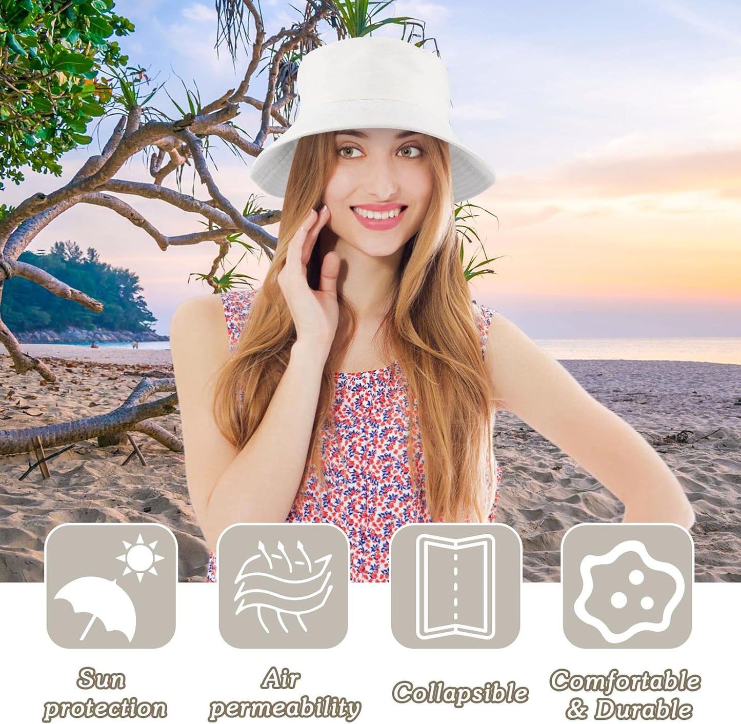 Reversible Cotton Sun Hat for Women | Summer Travel & Beach Fishing Cap