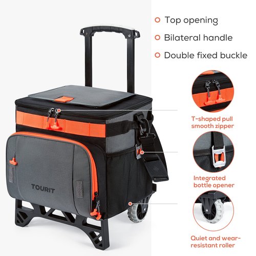 TOURIT 50-Can Insulated Rolling Cooler & 4 Set Reusable Ice Packs Bargain Perfect Combination