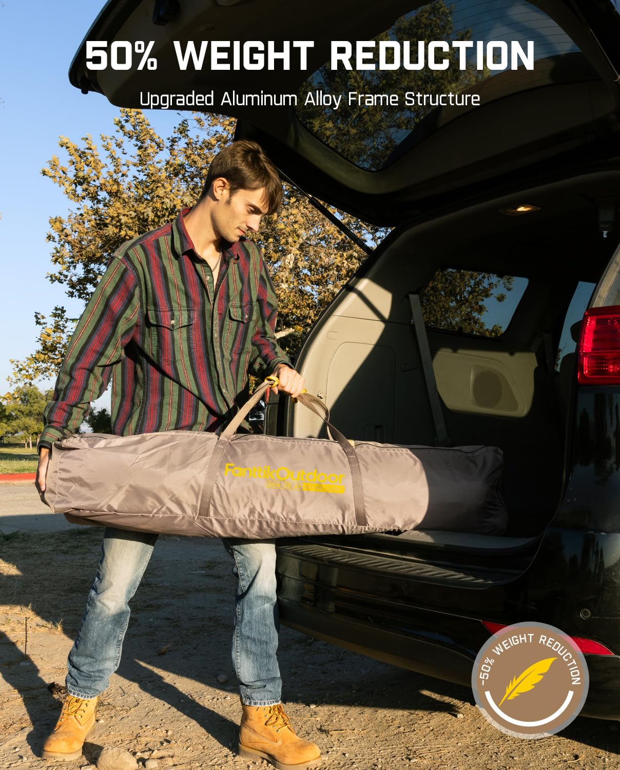 FanttikOutdoor Zeta C8 Air Camping Tent, Lightweight 8 Person Instant Cabin Tent Setup in 60s, 20% Lighter, Ultralight with Carry Bag for Family Camping & Hiking, Upgraded Ventilation