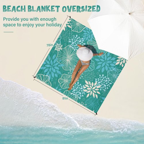 Aroveea Beach Blanket Waterproof Sandproof 1-7 Adult Oversized 78 '' × 81 '' Lightweight Durable Compact Sand Free Beach Mat for Travel Camping Hiking Picnic Blanket Extra Large