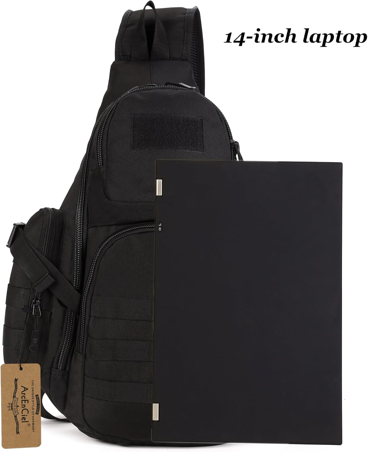 ArcEnCiel Tactical Sling Pack Military Molle Chest Crossbody Shoulder Bags with Patch