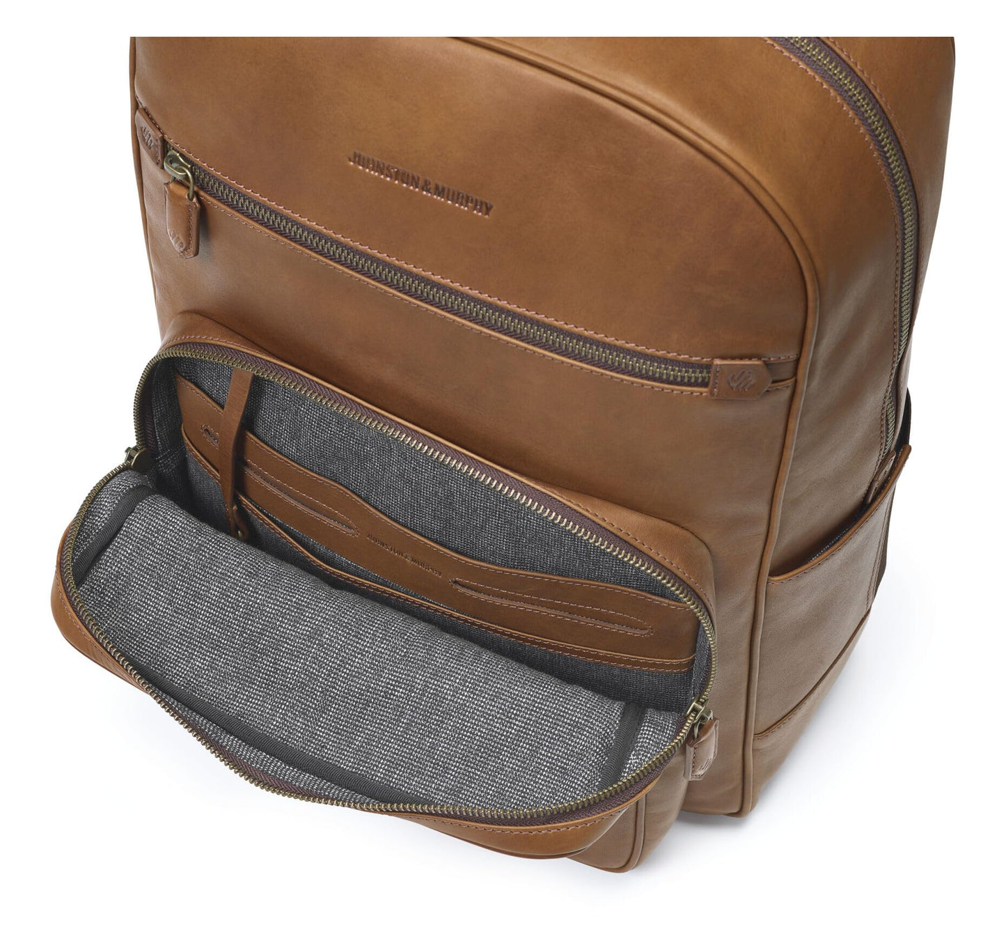 Johnston & Murphy Men's Rhodes Backpack Tan Full Grain