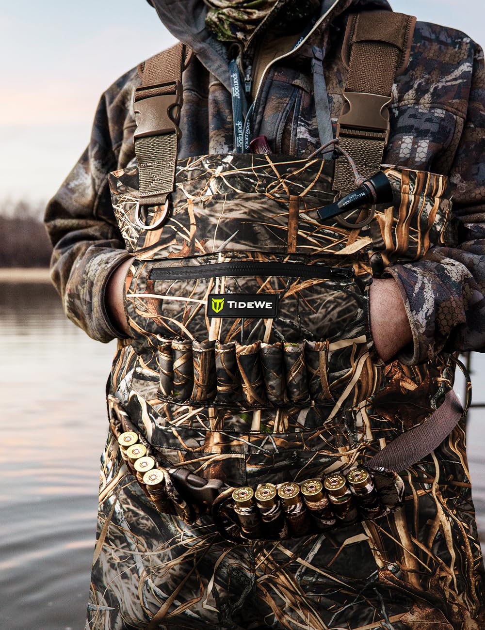 TIDEWE Breathable Insulated Chest Wader with Boot Hanger, 1600G Insulation Waterproof Hunting Wader with Steel Shank Boots, 200 Insulated Liner Next Camo Evos Camo Hunting Fishing Wader Size 12
