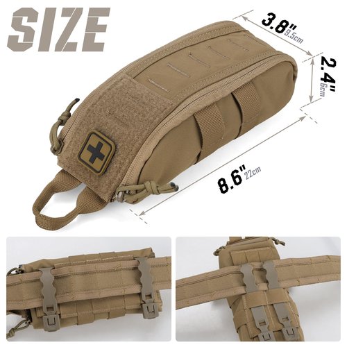LIVANS Molle First Aid IFAK Pouch, Medical Bag Molle Medical Pouch Tactical Medical EMT Kit Empty Molle Med Kit Quick Release Handle Small Portable Everyday Carry Survival Bag with Cross Patch