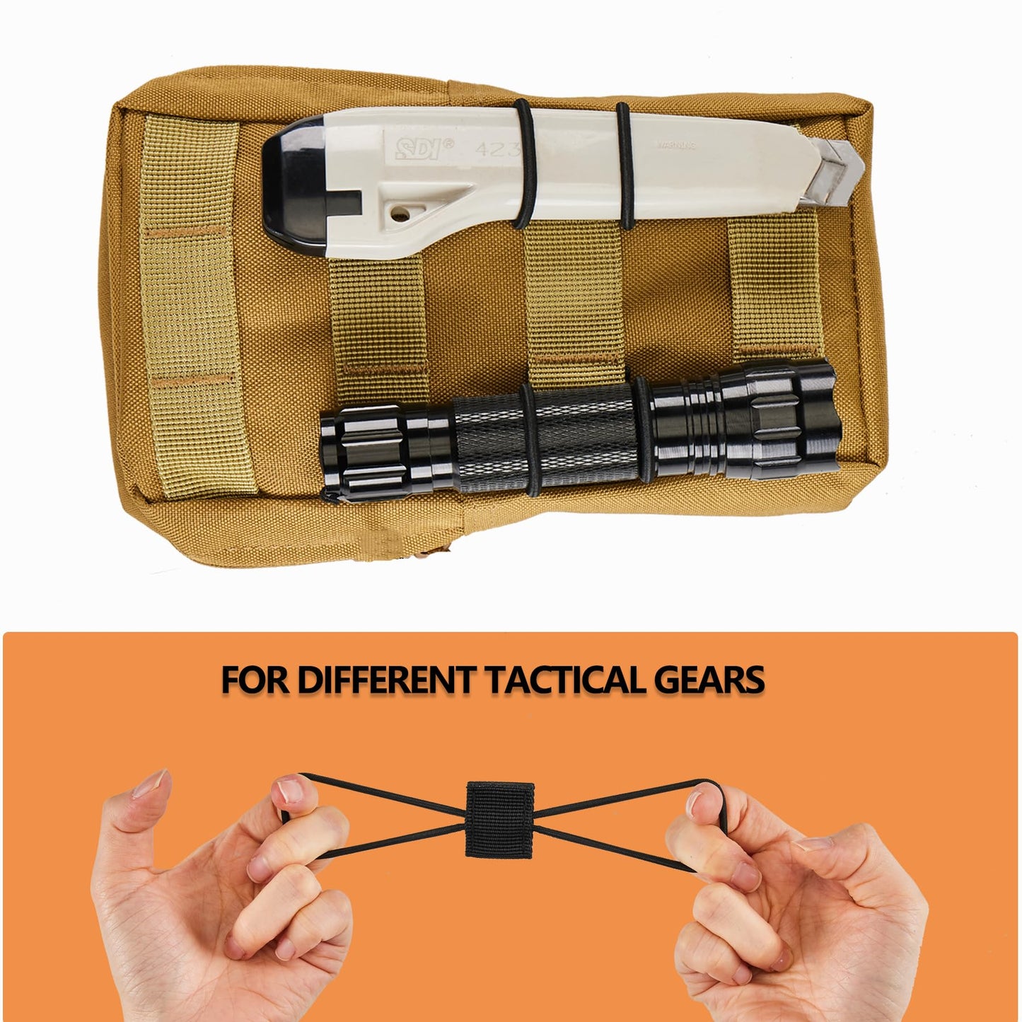 15 Pack Molle Attachments, Molle Webbing Binding Ribbon, Tactical Gear Holder Clip, Backpack Accessories, Molle Web Dominator Elastic Strings Buckle, Multipurpose Tactical Bag Accessories (Black)