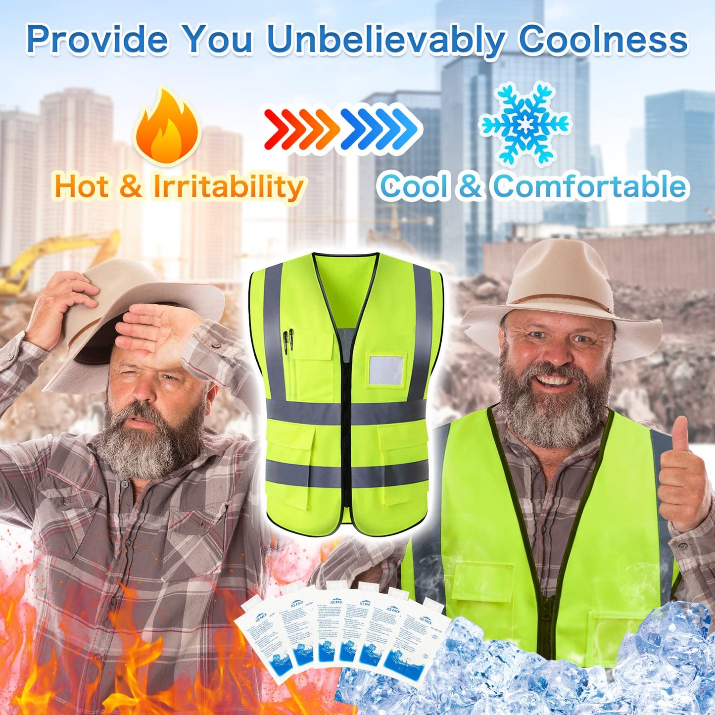 PANGTIKU ice cooling safety vest and more reusable spare ice packs for ice vest food cooling pain compress