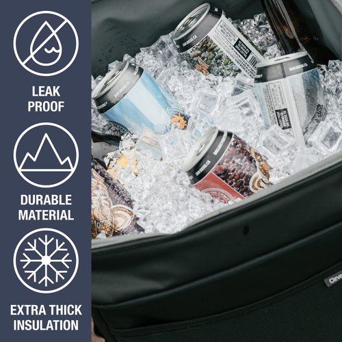 CleverMade 55-Pound Performance Cooler Bag – Insulated Leak Proof Soft Cooler Bag, Portable Travel Beach Lunch Picnic Bag, 18" x 12.5" x 14.25", Black